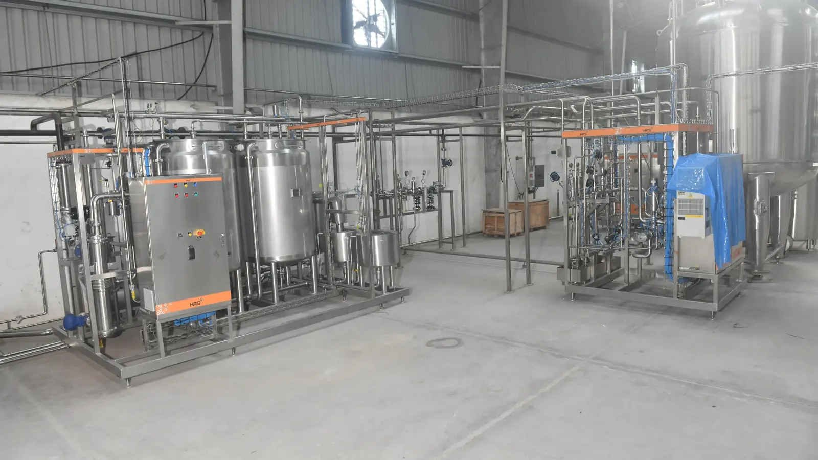 CIP hall with stainless process piping
