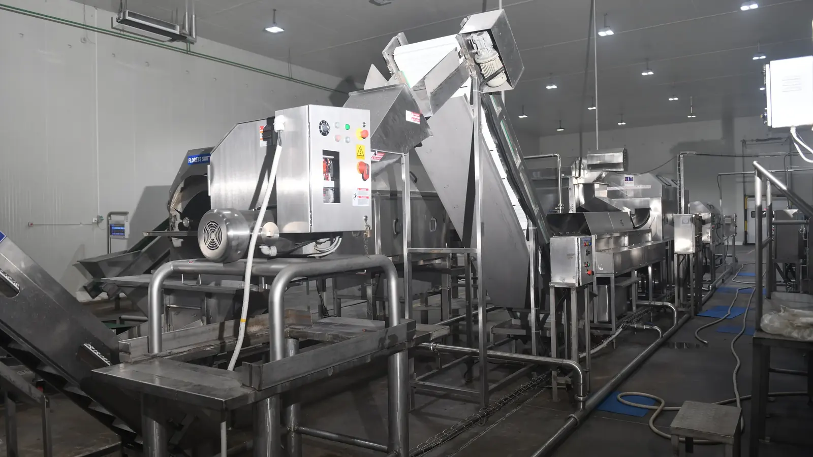 Wash line inside the processing plant